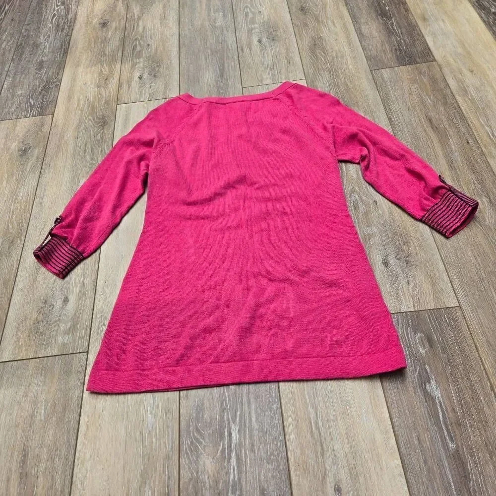 Soft Surroundings pink sweater pink with button details 3/4 sleeve cotton xs